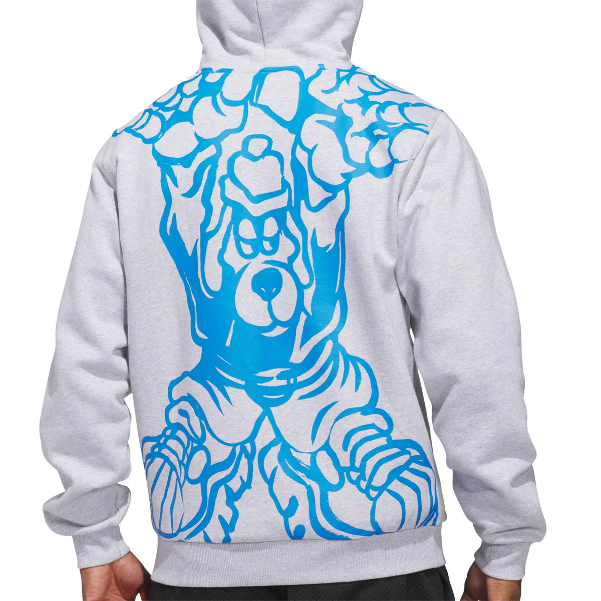 Adidas Kogan Hoodie - Light Grey Heather/Lucid Ray Blue - Image 3