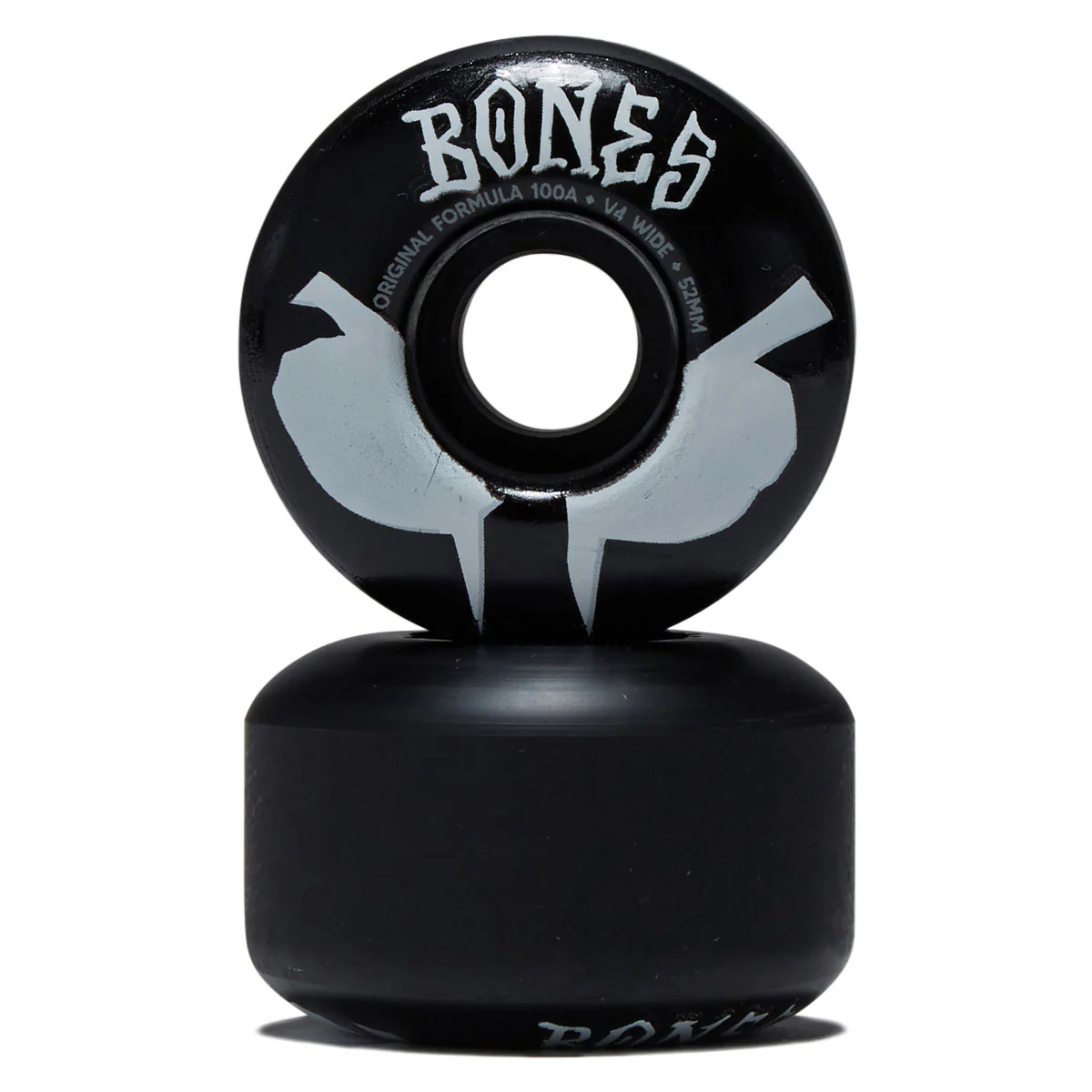 Bones 100s Wides 100a V4 Wide Skateboard Wheels - Black 2026 - 52mm - Image 2