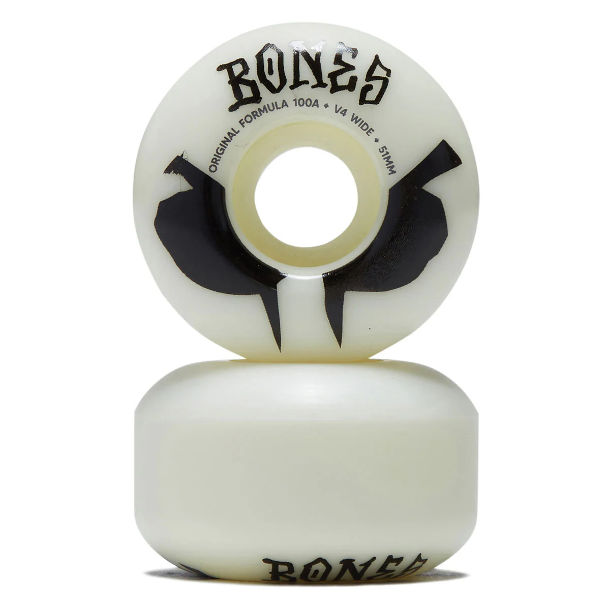 Bones 100s Wides 100a V4 Wide Skateboard Wheels - White 2026 - 51mm - Image 2