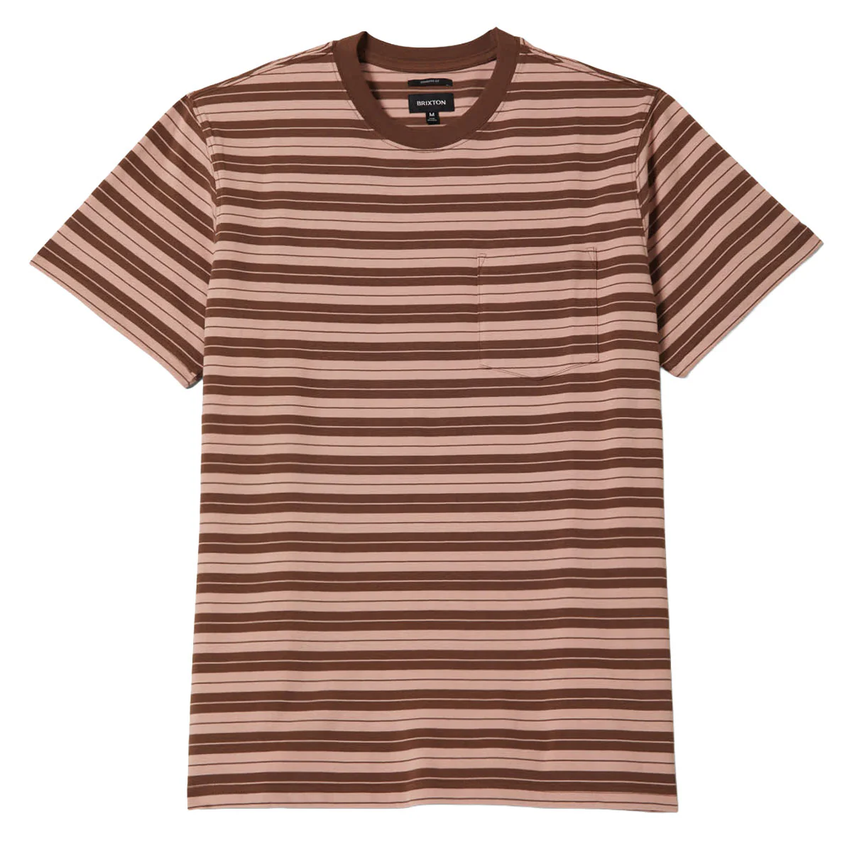 Brixton Nova Stripe Pocket T-Shirt - Pinecone Brown/Silver Pink Worn Wash
