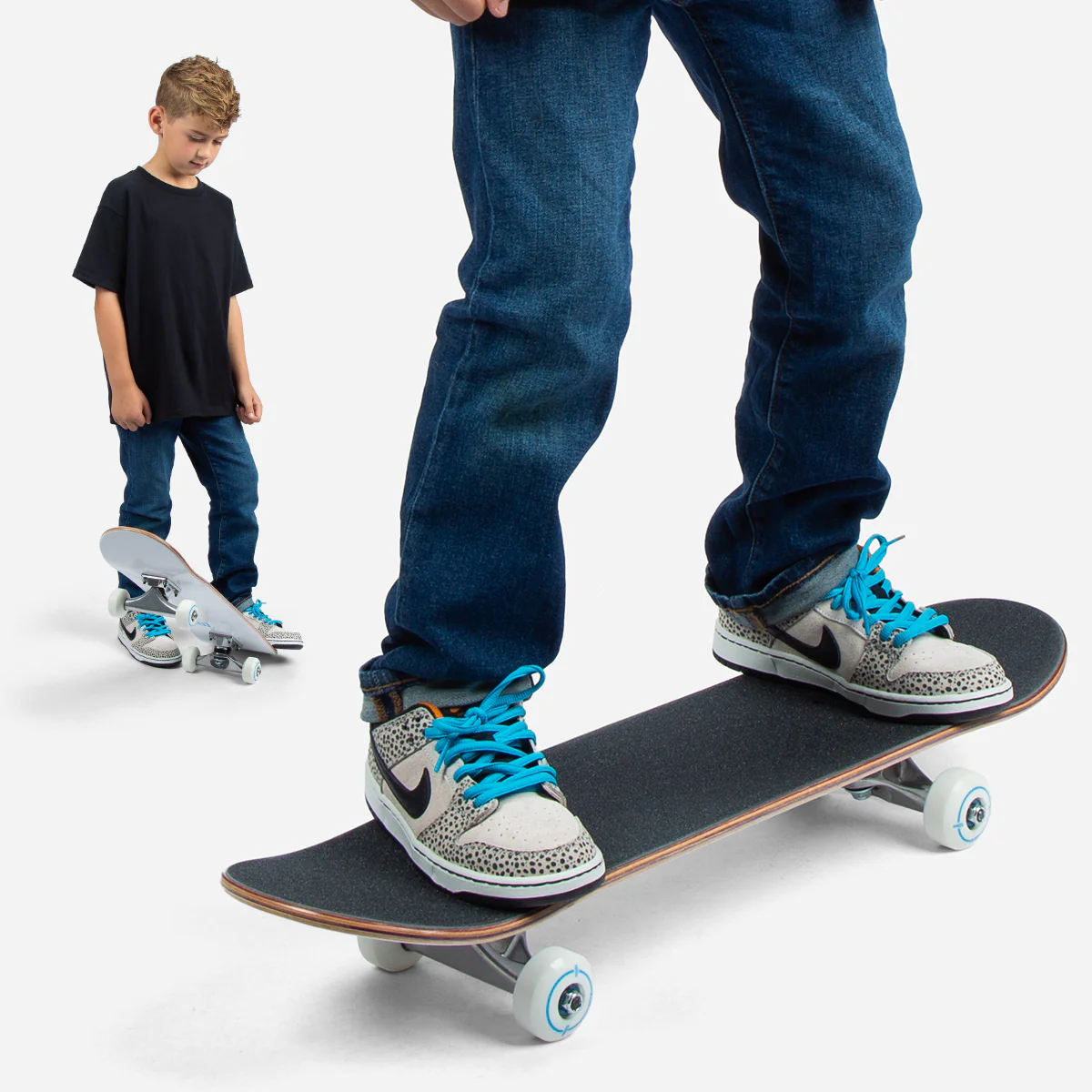 CCS Flames Mini Skateboard Deck - Black/Blue - Image 3
