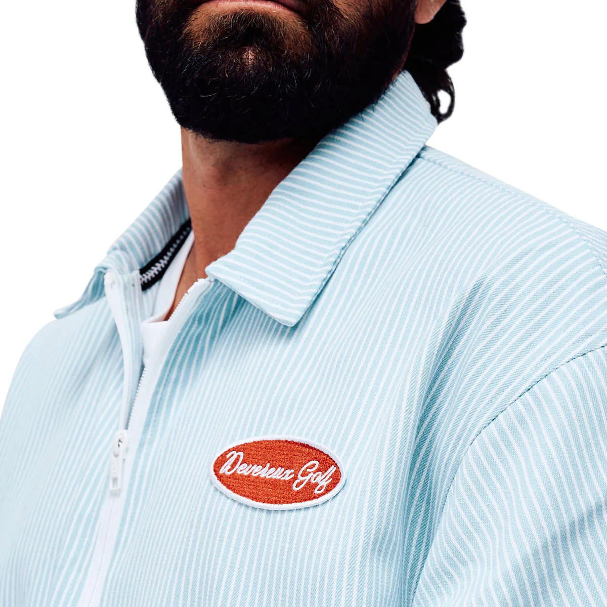 Devereux Mechanic 1/4 Zip Polo Shirt - Marine Layer Pinstripe - Image 6