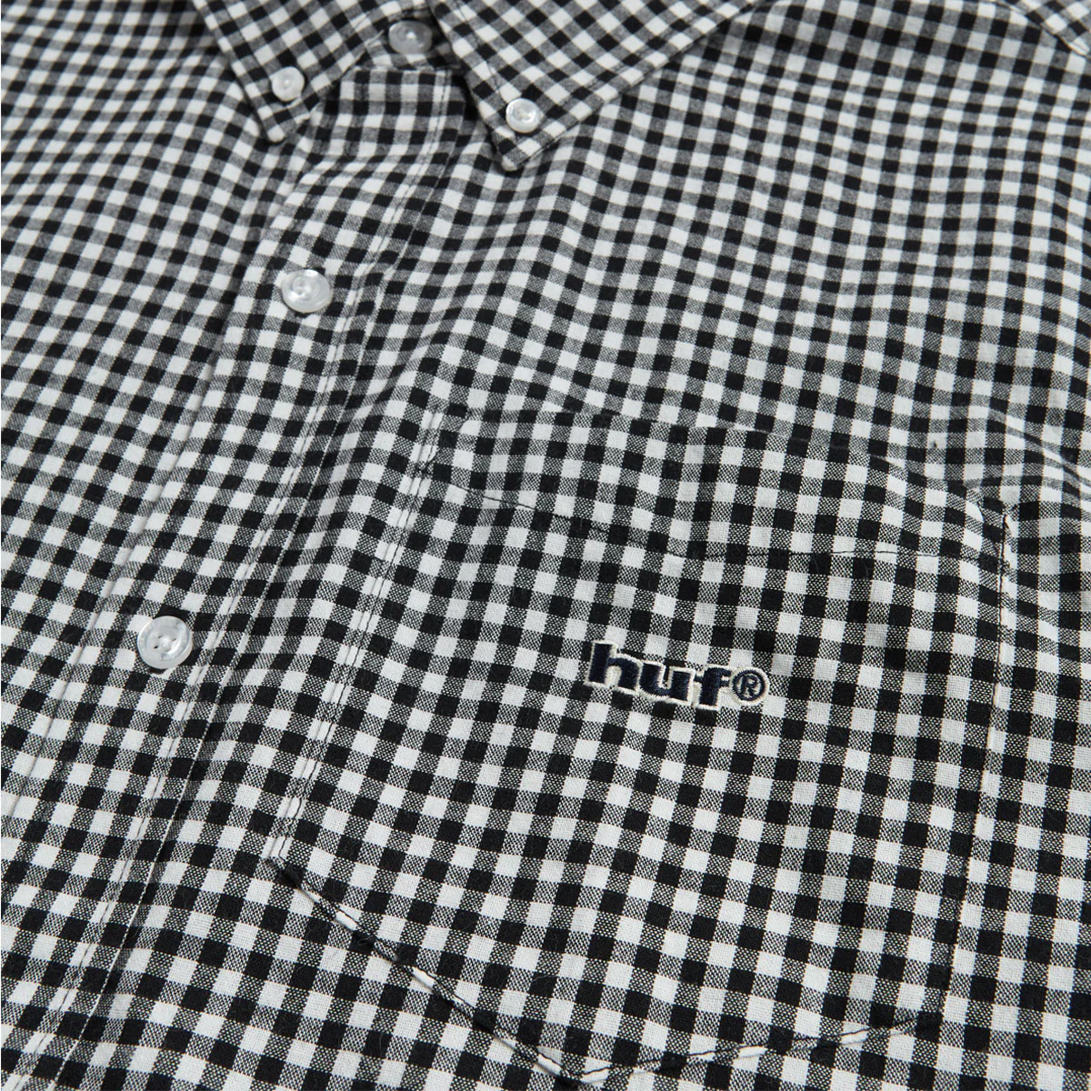 HUF 89 Micro Gingham Oxford Shirt - Black/White - Image 3