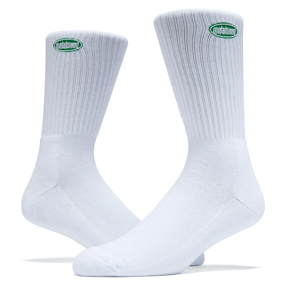 Metalwood Oval Logo Crew Socks - White - Image 2