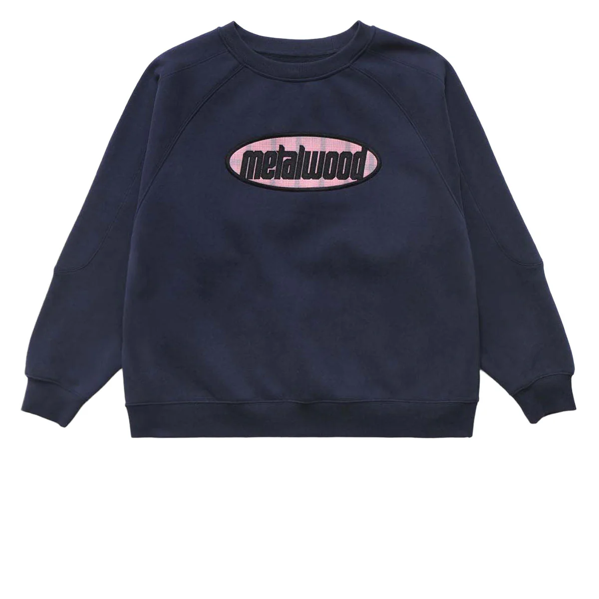 Metalwood Plaid Oval Logo Raglan Crewneck Sweatshirt - Navy