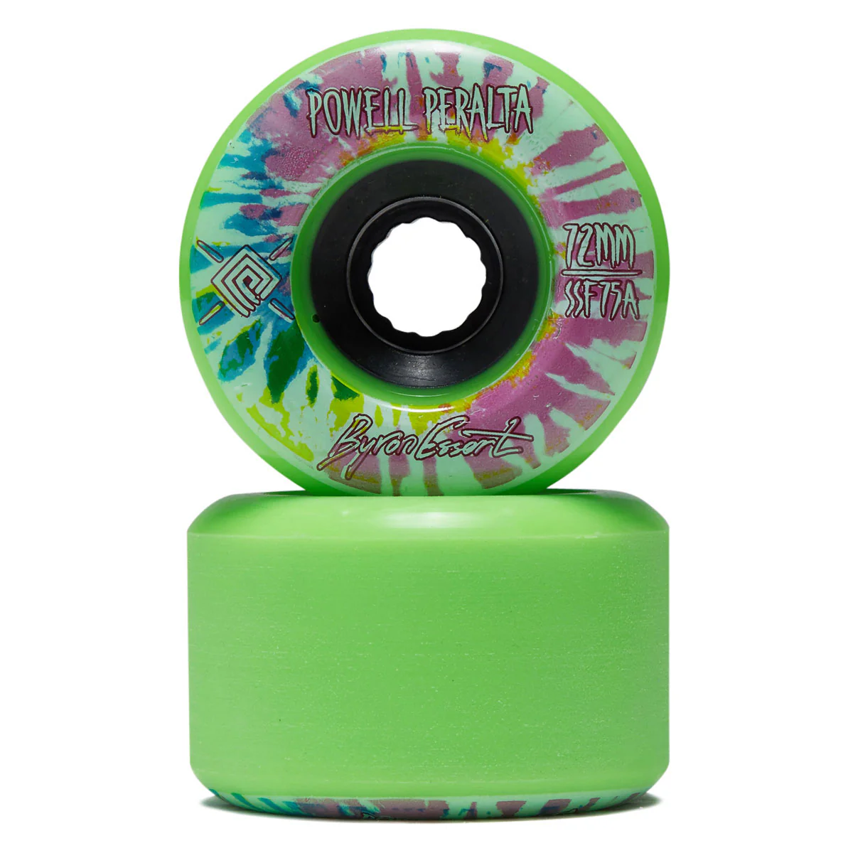 Powell-Peralta Downhill Byron Essert 75a Longboard Wheels - Green/Black Hub - 72mm - Image 2