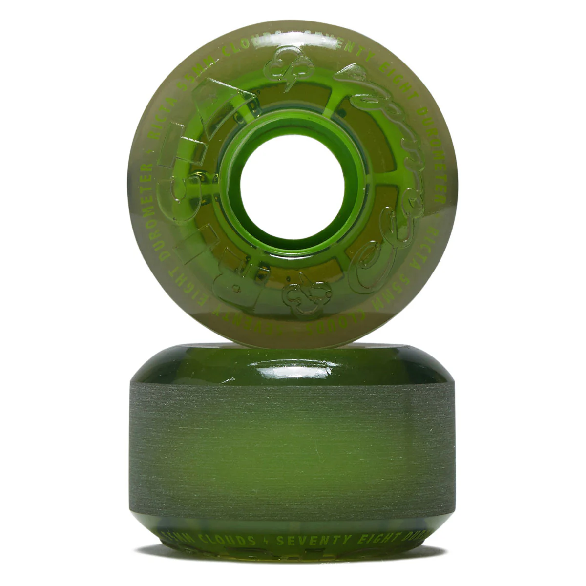 Ricta Clouds 78a Skateboard Wheels - Transparent Black/Green - 55mm - Image 2