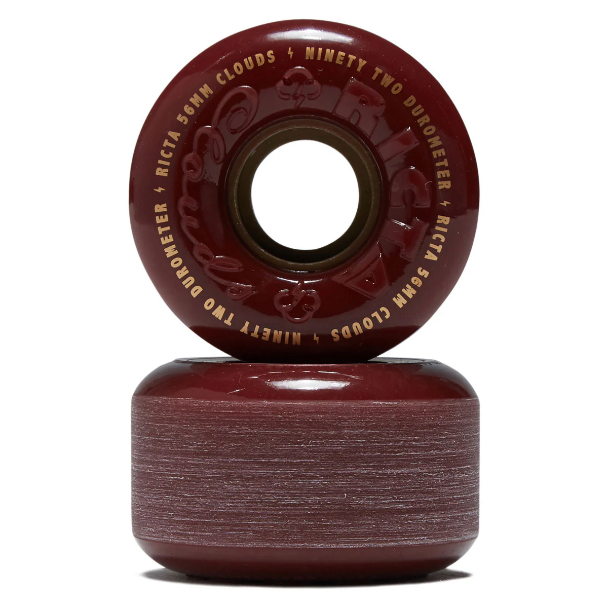 Ricta Clouds 92a Skateboard Wheels - Maroon/Gold - 56mm - Image 2