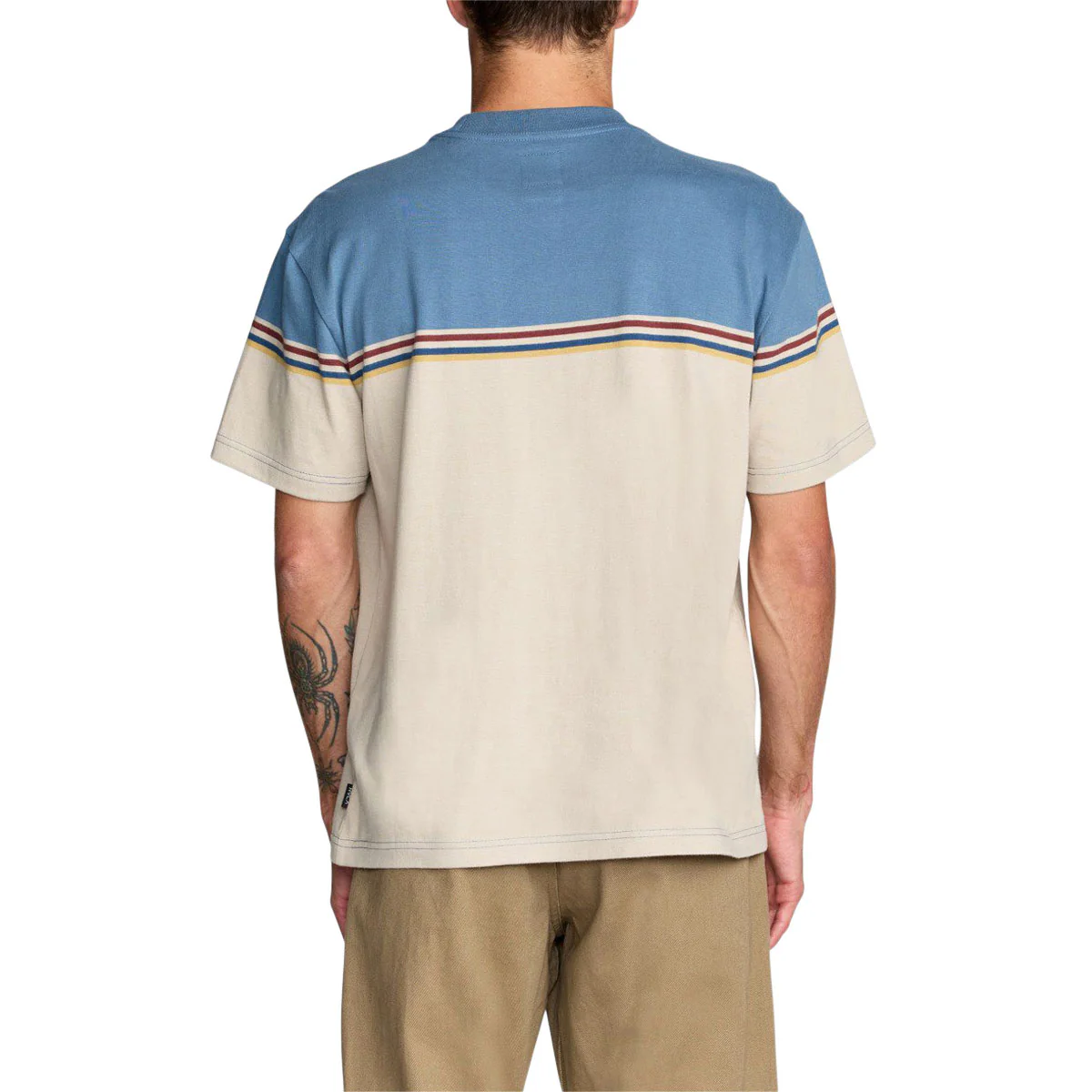 RVCA Pismo Stripe T-Shirt - Light Khaki - Image 2
